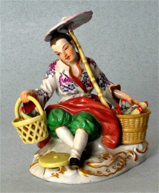 Meissen Rare Figurine Chinese Fish Seller With Parasol No:3652