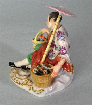 MEISSEN RARE FIGURINE CHINESE FISH SELLER WITH PARASOL NO:3652 6