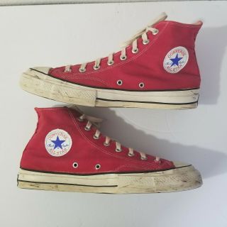 Vintage Red Canvas Converse All Star High Top Sneakers Sz - 11.  5 Made In Usa