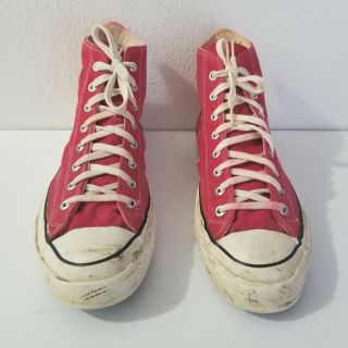 Vintage Red Canvas CONVERSE ALL STAR High Top Sneakers Sz - 11.  5 Made in USA 3