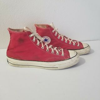 Vintage Red Canvas CONVERSE ALL STAR High Top Sneakers Sz - 11.  5 Made in USA 4
