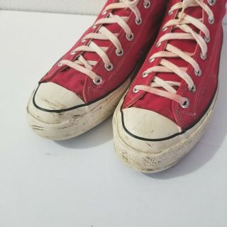 Vintage Red Canvas CONVERSE ALL STAR High Top Sneakers Sz - 11.  5 Made in USA 7