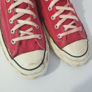 Vintage Red Canvas CONVERSE ALL STAR High Top Sneakers Sz - 11.  5 Made in USA 8