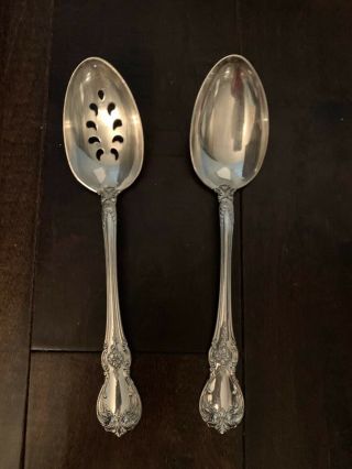 2 Towle Sterling Silver Serving Spoons (1 Slotted) Old Master