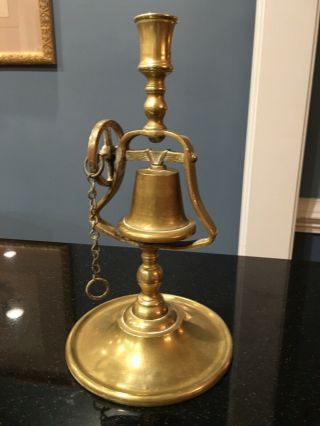 Antique 19th Century English Brass Tavern Bell Candlestick