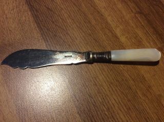 Vintage Butter Knife,  Mother of Pearl Handle,  England,  1847 2