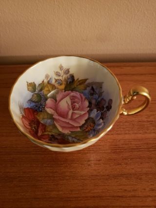 Vintage Aynsley Bone China Teacup (only) Signed J A Bailey Cabbage Rose England