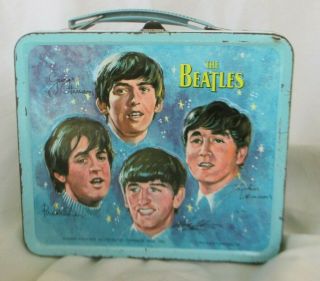 Vintage The Beatles Metal Lunchbox 1965 Aladdin Fab Four John Lennon No Thermos