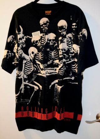 Vintage 1994 - 5 Rolling Stones Voodoo Lounge Tour Skeleton T - Shirt Xl