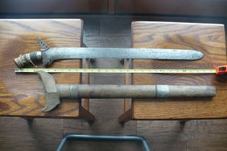 Antique Philippine/arab Straight Blade Kris/sword W/ Scabbard