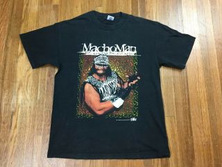 Vintage Wcw Macho Man Randy Savage T Shirt Sz Large 90s 1990 Nwo Wrestling Wwf
