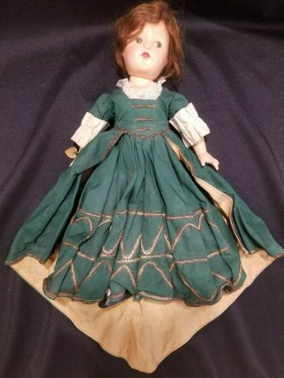 15 " Effanbee Anne - Shirley Composition Doll With Metal Bracelet & Gown - Repairs