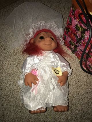 Vintage Dam Troll Doll Red Hair Bride