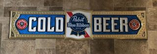 (vtg) 1960s Pabst Blue Ribbon Beer Hanging Plastic Cold Beer Advertising Sign