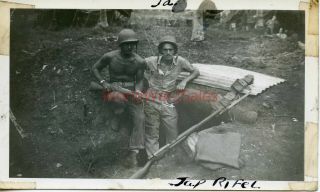 101 Wwii 6th Seabees Guadalcanal Photo Foxhole Captured Japanese Rifle