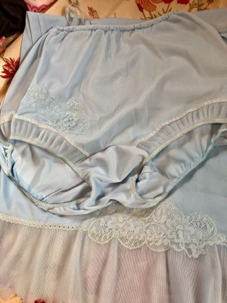 Rare NOS Vtg 50S Soft Blue Kayser Sheer Nylon Crystal Pleat Panties Slip Set 4