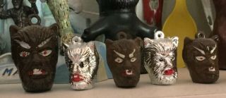 Set Of Wolfman Pencil Toppers Vintage
