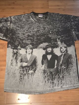Vintage 1995 The Beatles All Over Print Apple Corps T Shirt Men 