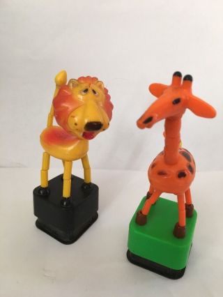 Vintage Plastic Giraffe & Lion Toys By W Made In Hong Kong