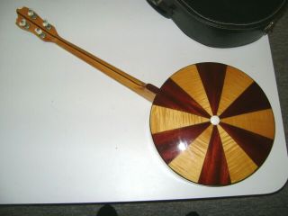 Vintage 4 String Banjo Resonator Maple Wood Inlay W/case