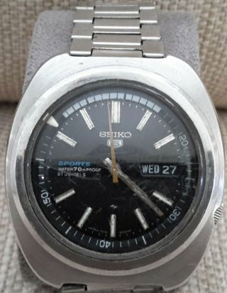 Vintage Seiko 5 Sports Watch Automatic 21 Jewels 7019