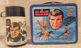 Vintage Six Million Dollar Man Lunch Box Aladdin 1974 45 Years Old With Thermos