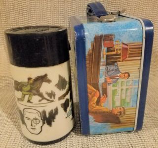 Vintage Six Million Dollar Man Lunch Box Aladdin 1974 45 YEARS OLD WITH THERMOS 4