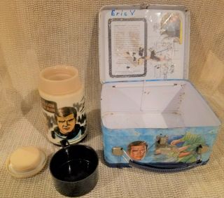 Vintage Six Million Dollar Man Lunch Box Aladdin 1974 45 YEARS OLD WITH THERMOS 7