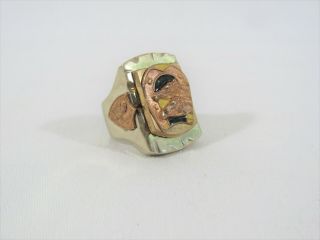 Vintage Mexican Biker Ring,  Double Horse Head in Lucky Horseshoe Rockabilly 3