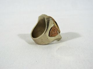 Vintage Mexican Biker Ring,  Double Horse Head in Lucky Horseshoe Rockabilly 5