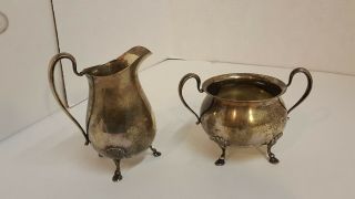 Antique Whiting Sterling Silver Footed Creamer And Sugar Bowl 229.  4 Grams