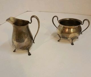 Antique WHITING Sterling Silver Footed Creamer And Sugar Bowl 229.  4 Grams 8
