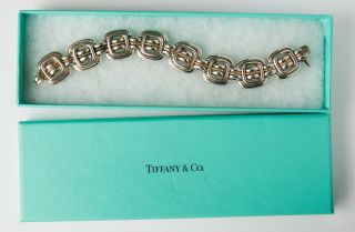 Vintage Tiffany & Co Signature 18k Yellow Gold Sterling Cushion Square Bracelet