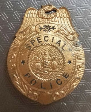 Vintage 2” Toy Brass Plated Special Police Pinback Badge,  Occupied Japan