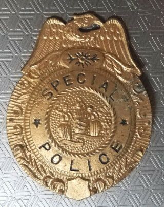 Vintage 2” Toy brass plated Special Police pinback badge,  Occupied Japan 2