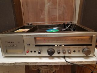 RARE Vintage SONY STEREO MUSIC SYSTEM HME - 118 8 - Track,  Radio,  Turnable,  Speakers 3