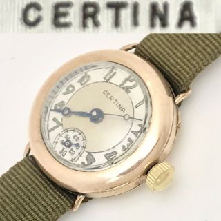 Antique Art Deco Certina Kf300 Mens Swiss Mechanical Wristwatch Military Trench