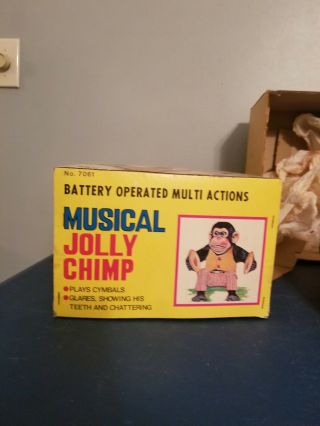 (VTG) Daishin Japan Battery Operated Toy Story monkey Musical Jolly Chimp & box 8