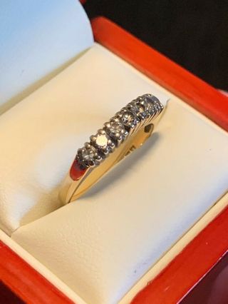 Lovely Antique Vintage 9ct Gold 0.  33ct Diamond Eternity Ring Size P