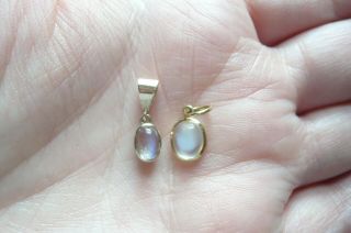 Two Vintage Moonstone And 9 Carat Gold Pendants