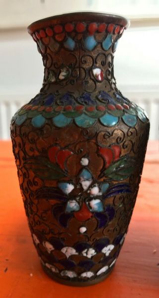 A Small Vintage Chinese CLOISONNE Vases 3.  5 