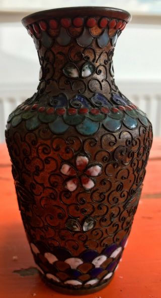 A Small Vintage Chinese CLOISONNE Vases 3.  5 
