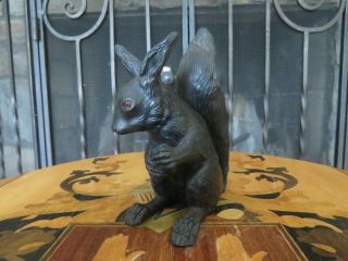 Rare Wedgwood Black Basalt Orange Glass Eye Squirrel Ernest Light Figurine 1918 11