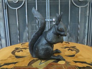 Rare Wedgwood Black Basalt Orange Glass Eye Squirrel Ernest Light Figurine 1918