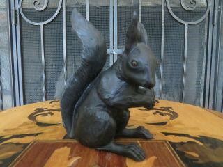 Rare Wedgwood Black Basalt Orange Glass Eye Squirrel Ernest Light Figurine 1918 2