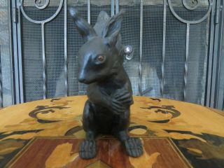 Rare Wedgwood Black Basalt Orange Glass Eye Squirrel Ernest Light Figurine 1918 4