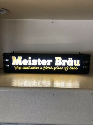 Vintage 1940’s Meister Brau Beer Sign Reverse On Glass Back Bar Chicago Il.