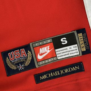 Vintage MICHAEL JORDAN Nike USA Olympic Dream Team RED Jersey S 1984 RC 3