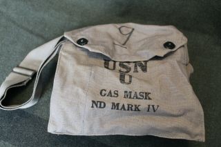 Ww2 U.  S.  Navy " Usn U Gask Mask Nd Mark Iv " Canvas Carrier W/strap,  Empty