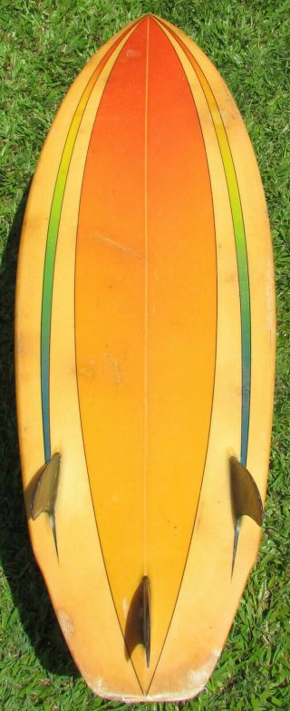 Vintage 80s Town Country Steve Wilson Shaped Tri Fin Airbrush 5 ' 2 